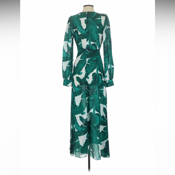 Miss Ord Elegant Green Leaf Print Maxi Dress - Picture 2 of 7